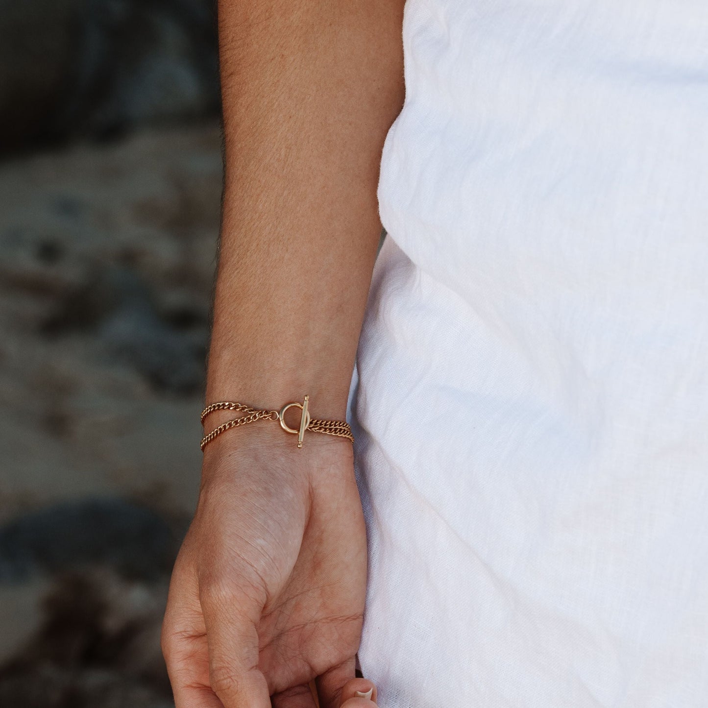 Damen Armband Gold mit Münzanhänger und Süßwasserperle wasserfest hypoallergen Doppelkette