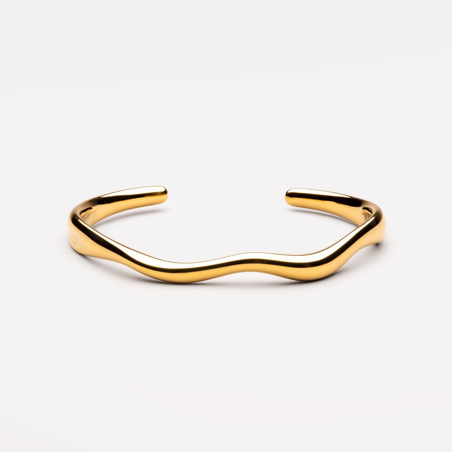 Damen Armreif Gold Wellen-Design wasserfest hypoallergen Edelstahl offen