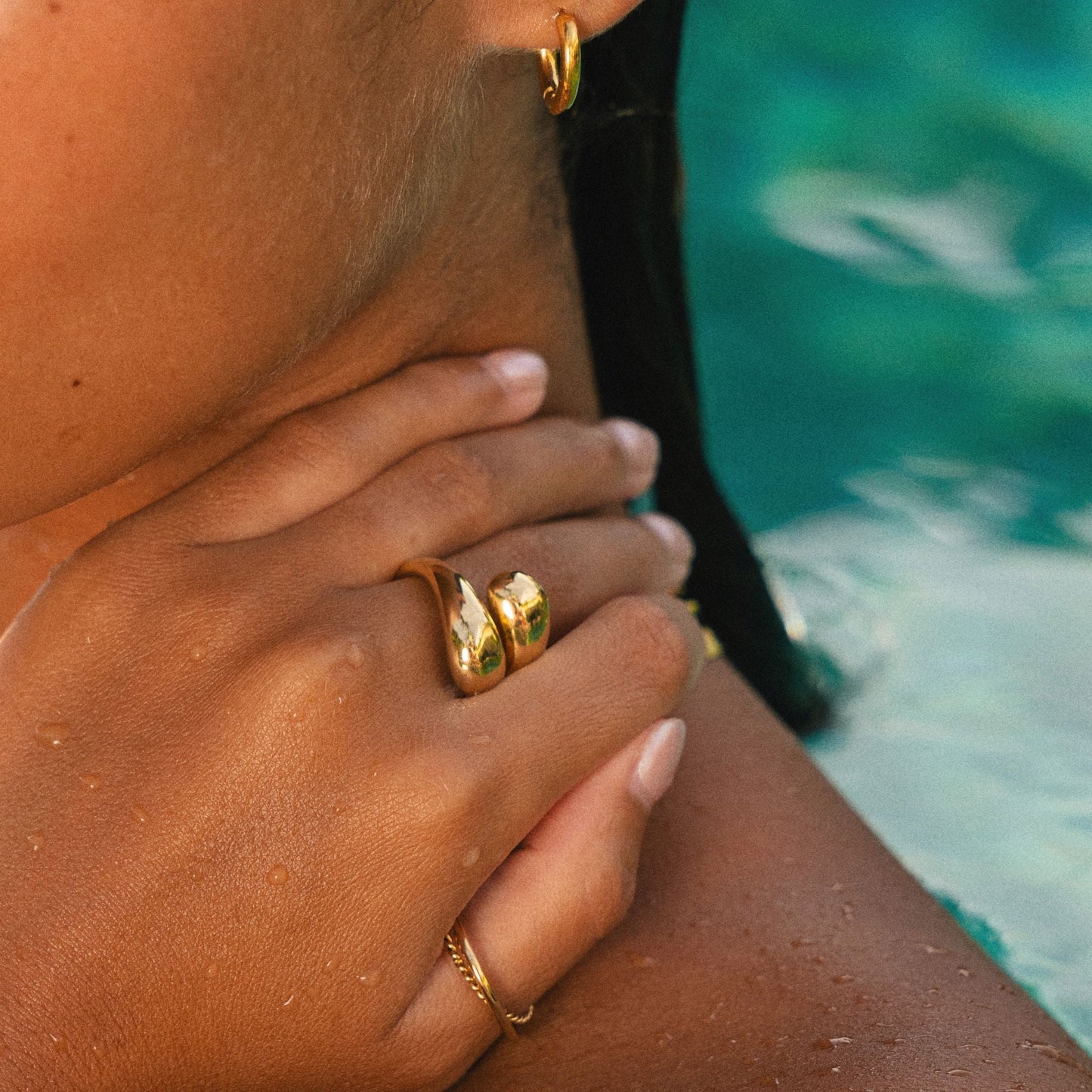 Damen Ring Gold Double Twist wasserfest hypoallergen
