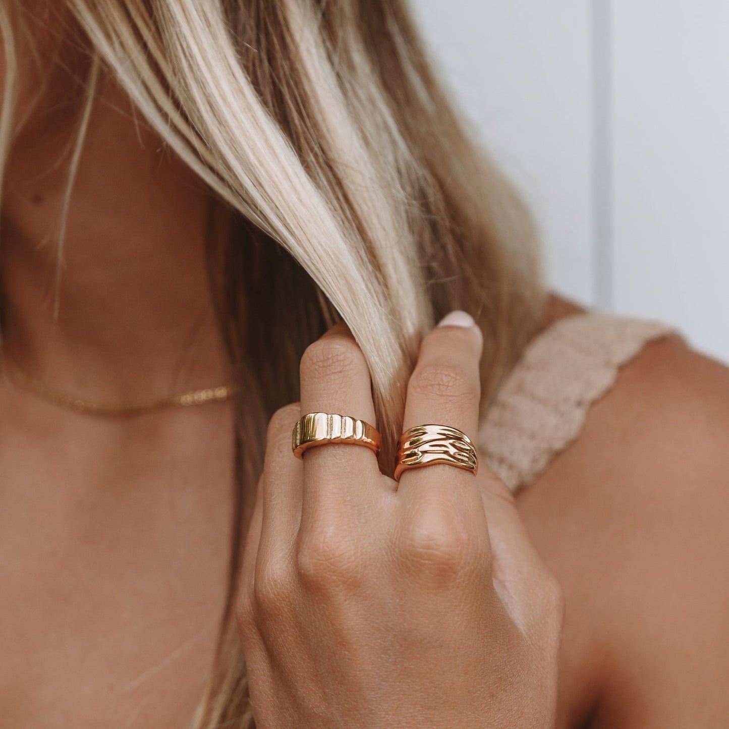 Damen Ring Gold chunky wasserfest hypoallergen
