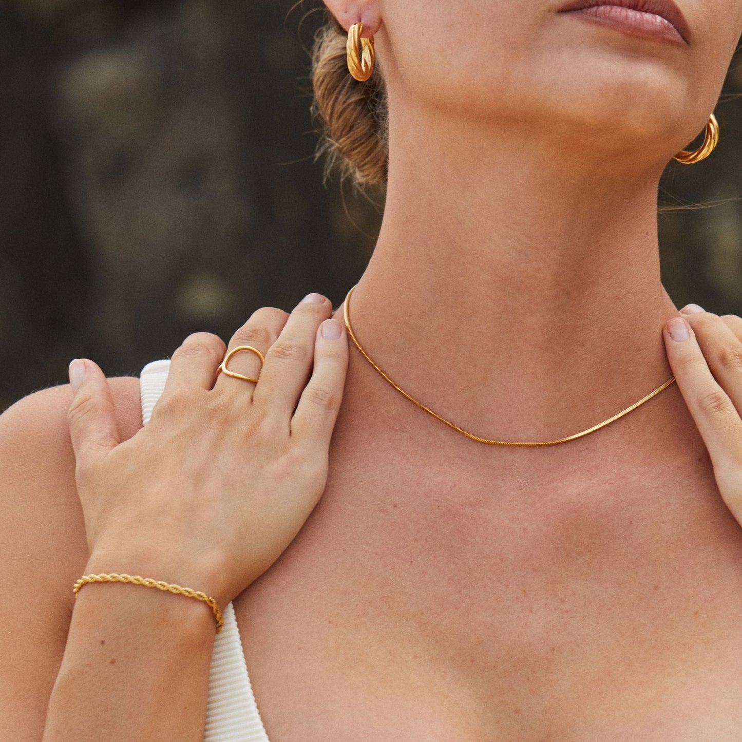Damen Choker Halskette Gold filigrane Gliederkette wasserdicht hypoallergen