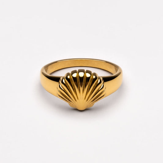 Damen Ring Gold Muschel wasserfest hypoallergen
