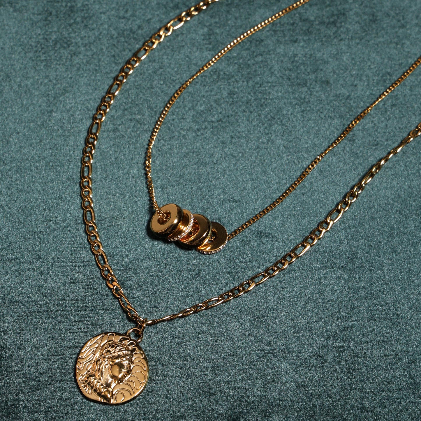 Damen Gold Halskette mit Zirkon Anhängern wasserfest