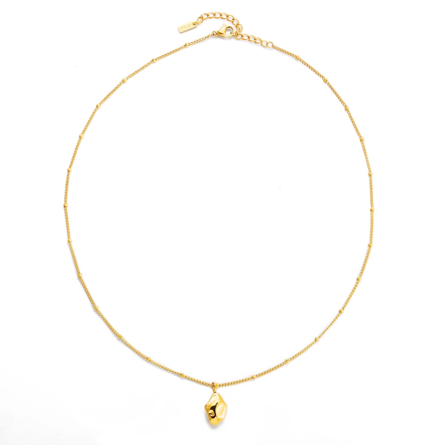 Damen Gold Halskette wasserfest mit Nugget Anhänger Beaded Chain