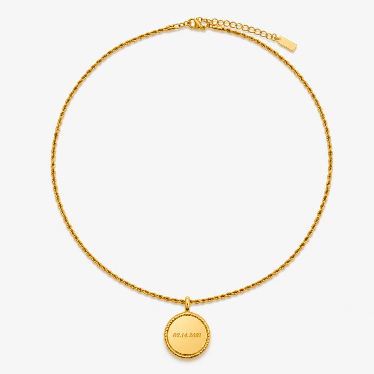 Damen Kette Gold personalisiert mit Anhänger und 10 Zeichen wasserfest