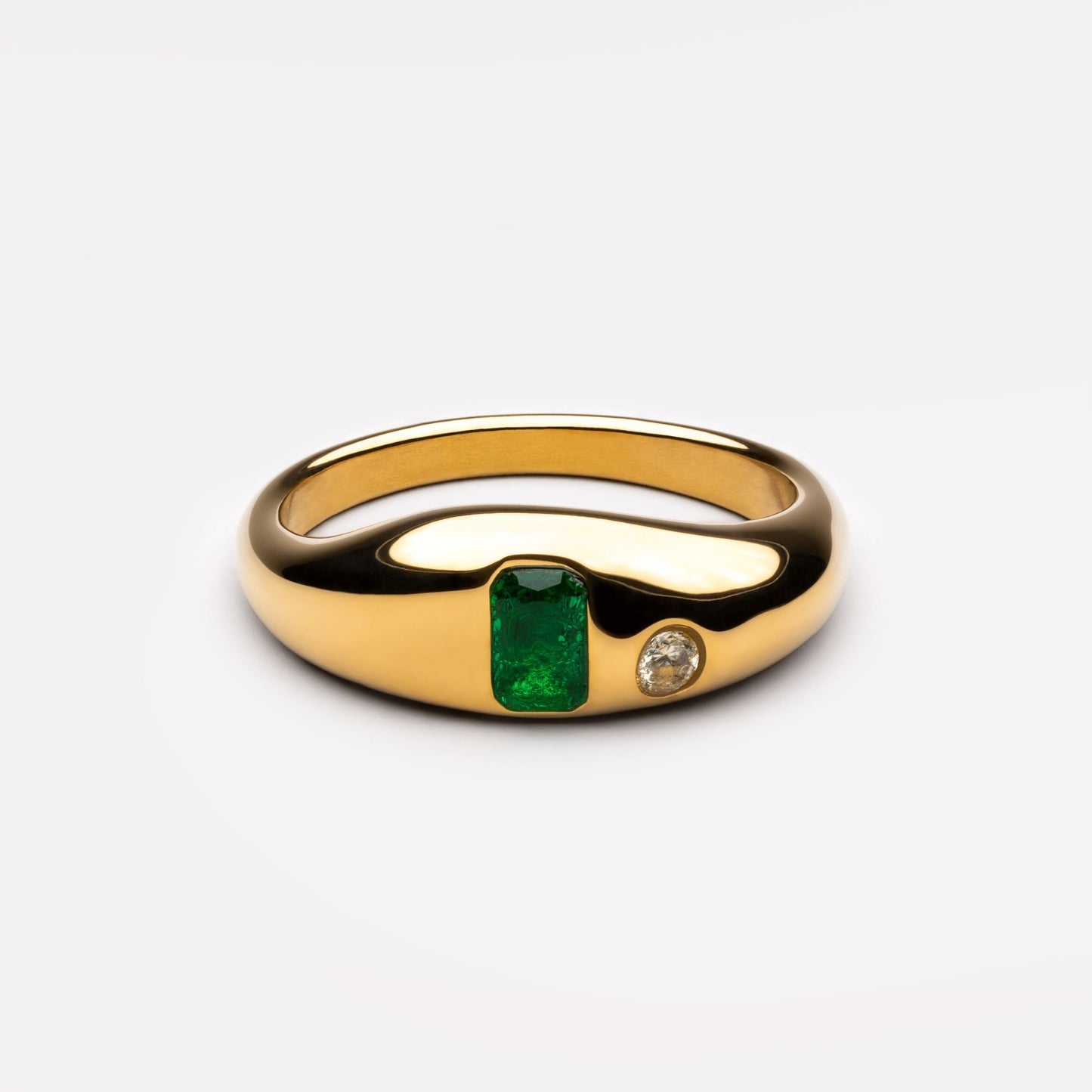Damen Ring Gold Grün Weiß Zirkon wasserfest hypoallergen