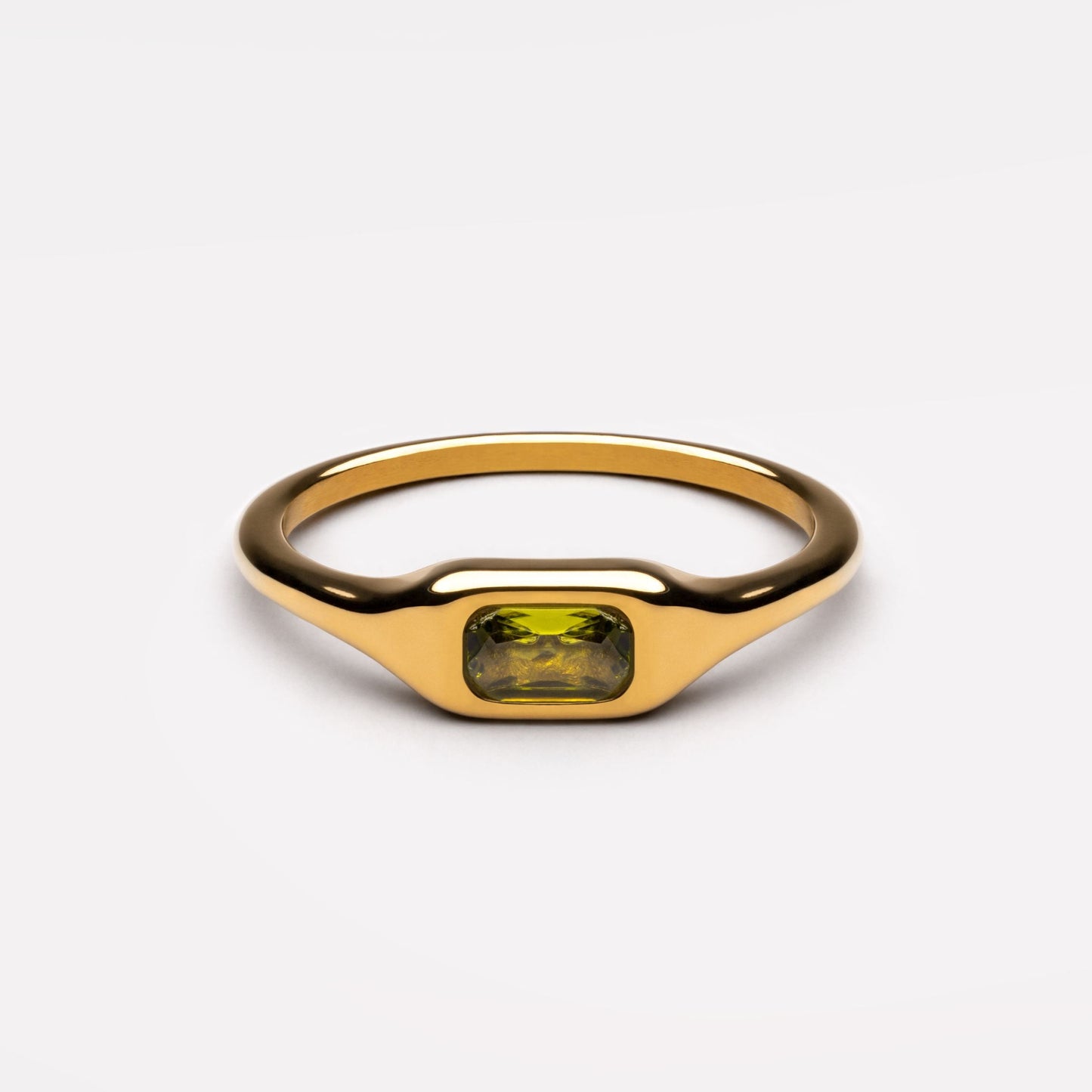 Damen Ring Gold wasserdicht mit Zirkonstein schmal hypoallergen