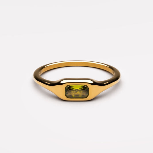 Damen Ring Gold wasserdicht mit Zirkonstein schmal hypoallergen