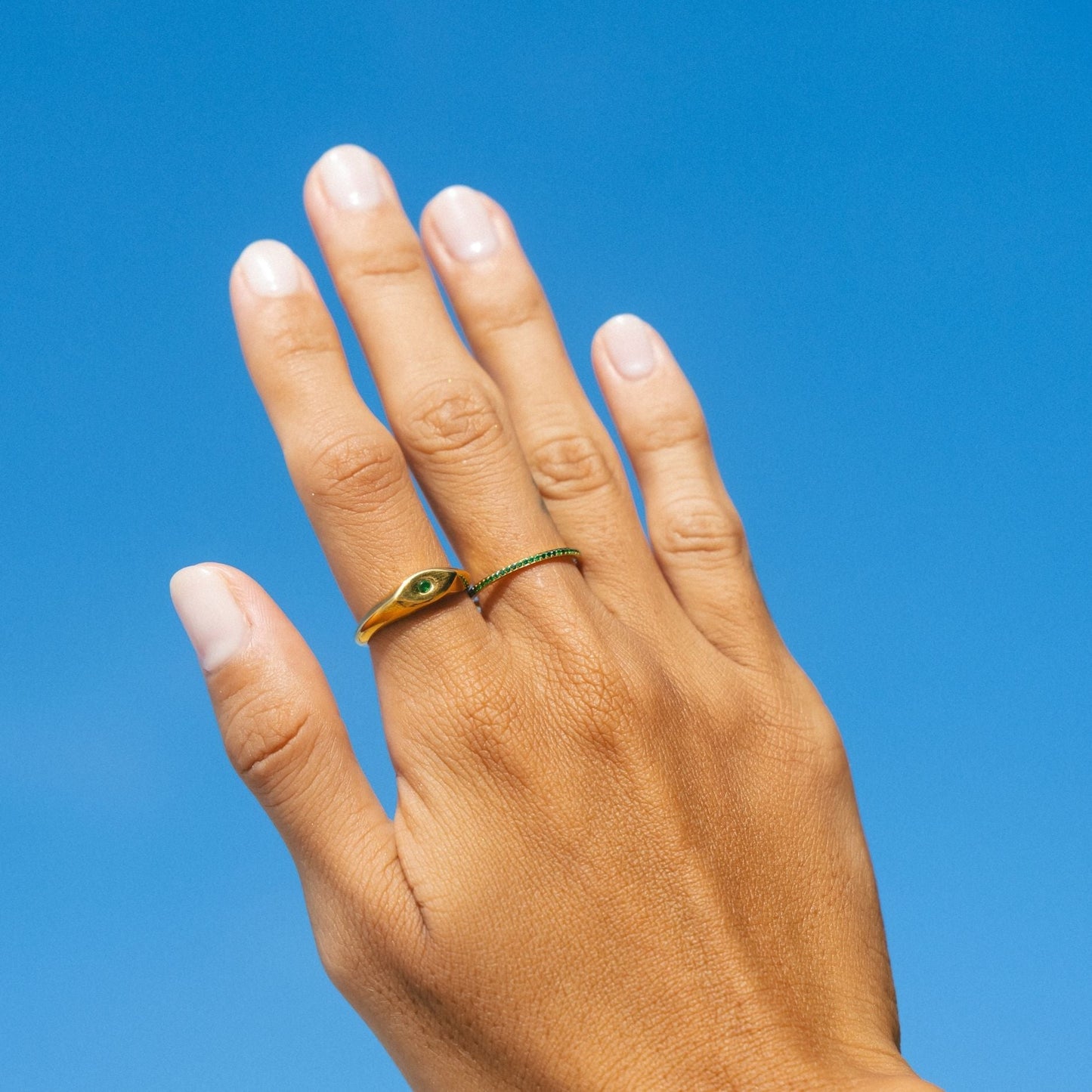 Damen Ring Gold Grün mit Zirkonbesatz, wasserfest, hypoallergen