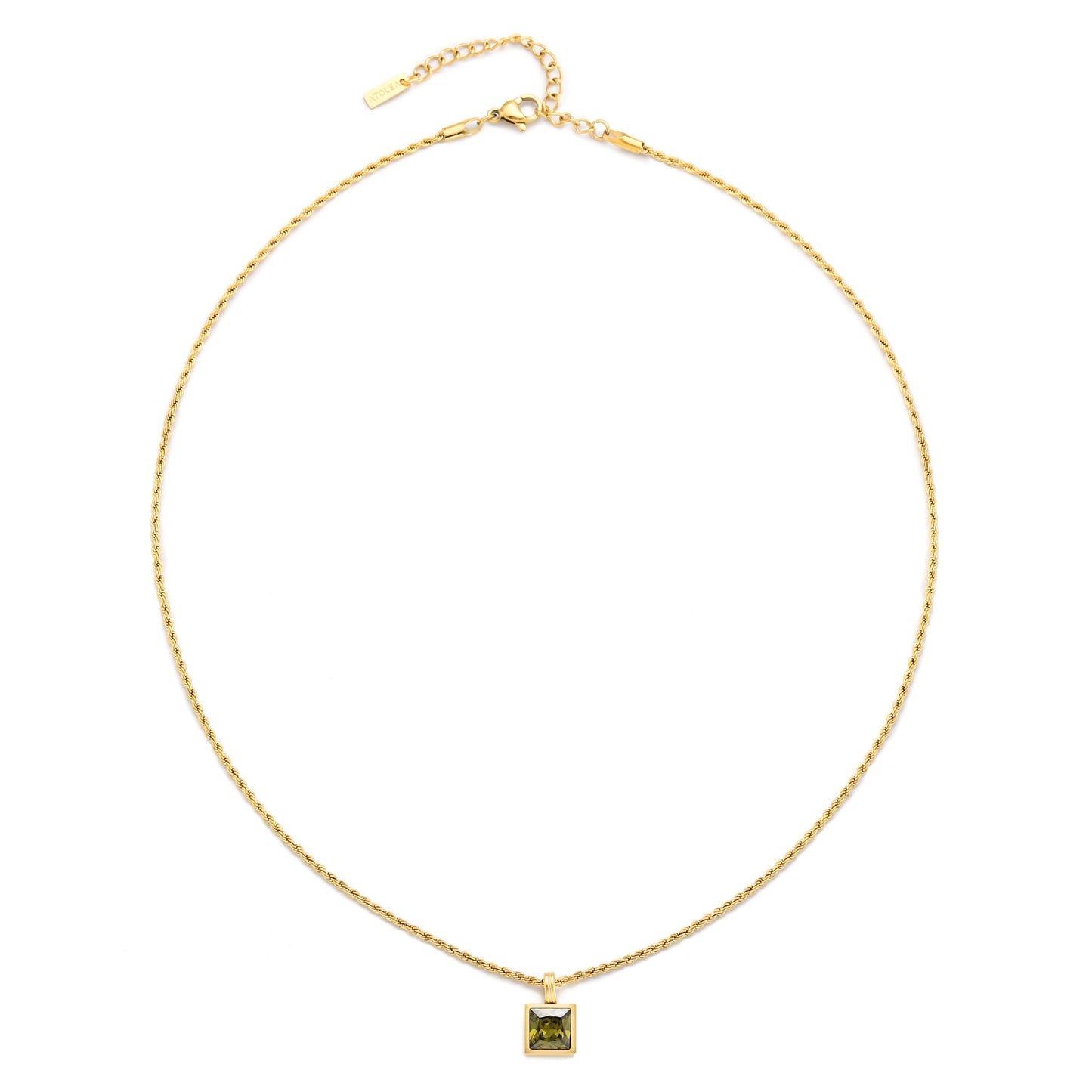 Damen Grüne Halskette Gold mit Zirkon Anhänger wasserfest Rope Chain