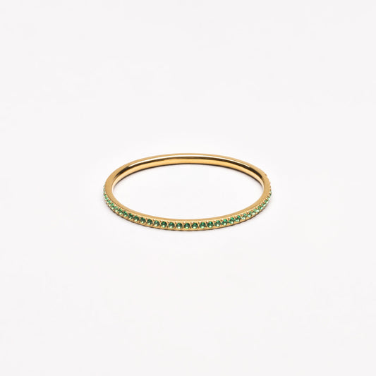 Damen Ring Gold Grün mit Zirkonbesatz, wasserfest, hypoallergen