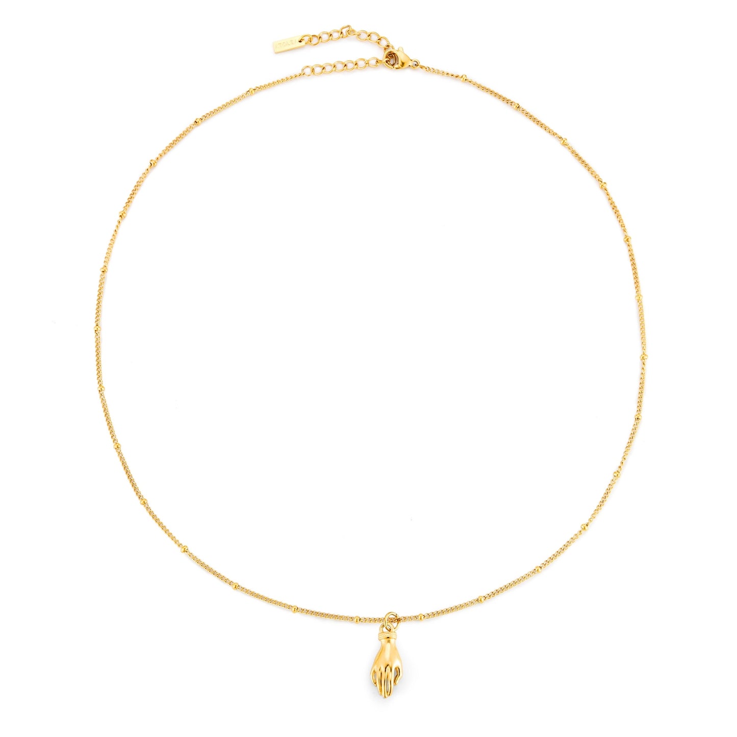 Damen Schutz Hand Halskette Gold mit grünem Zirkon wasserfest