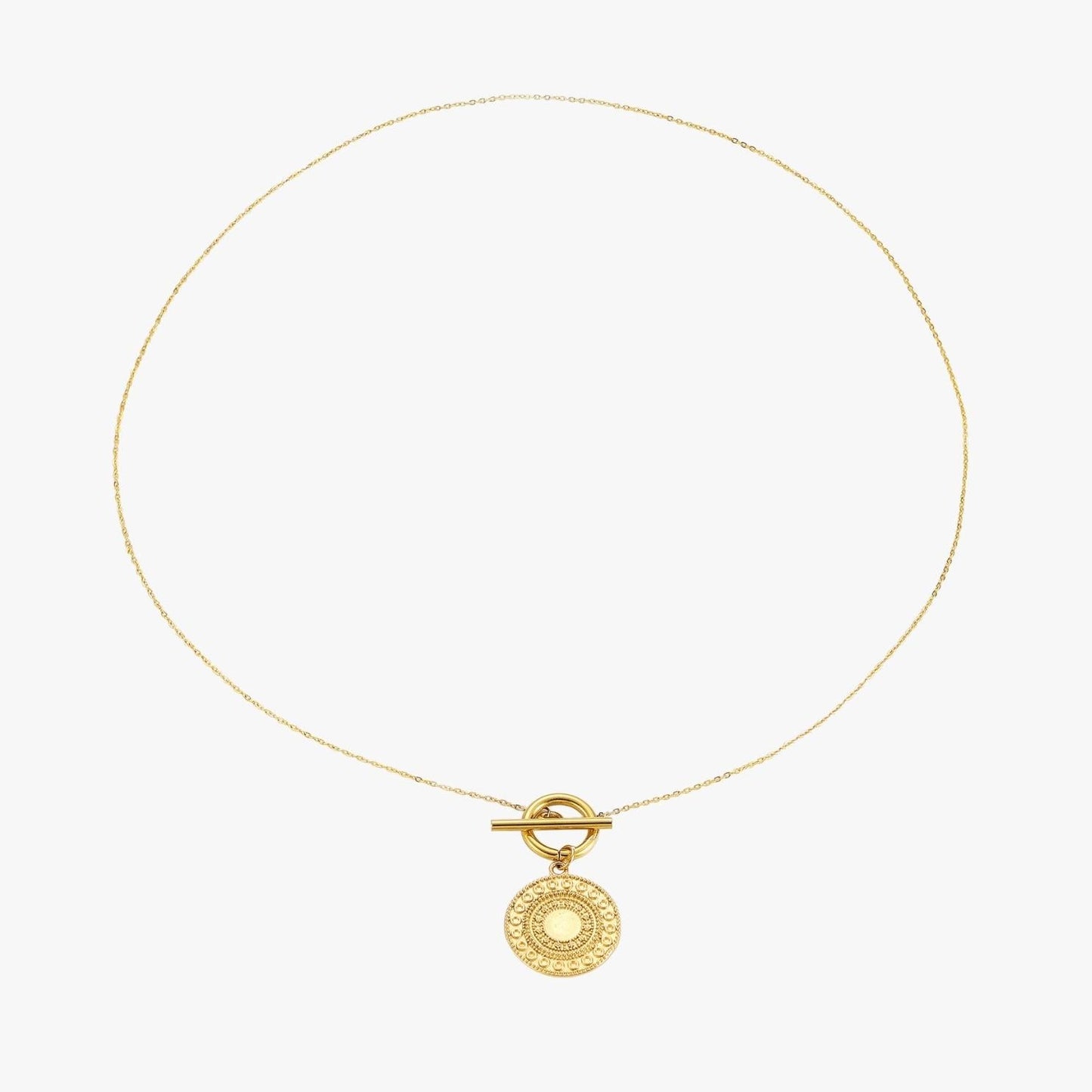 Damen Halskette Gold Münzanhänger Sonnenmotiv wasserdicht hypoallergen