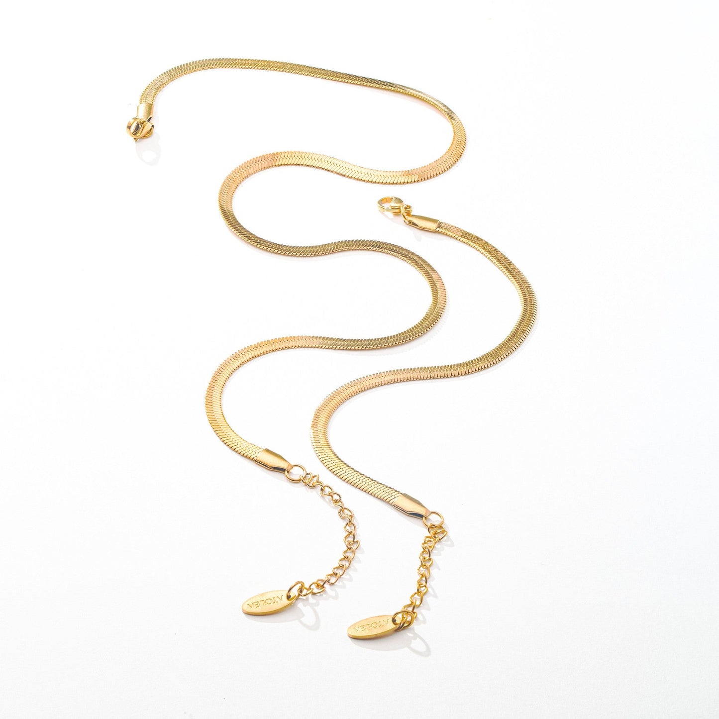 Damen Schmuckset Gold Herringbone Halskette Armband wasserfest 2-teilig