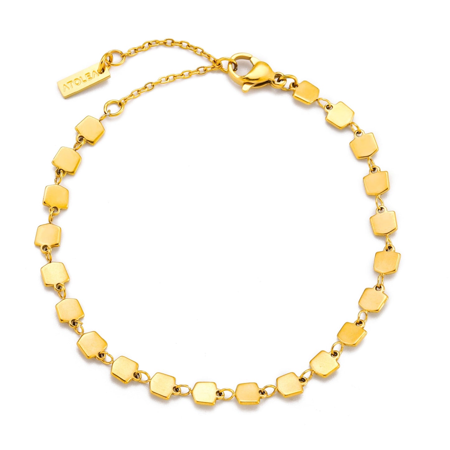 Damen Armband Gold Square Link verstellbar wasserfest hypoallergen Edelstahl