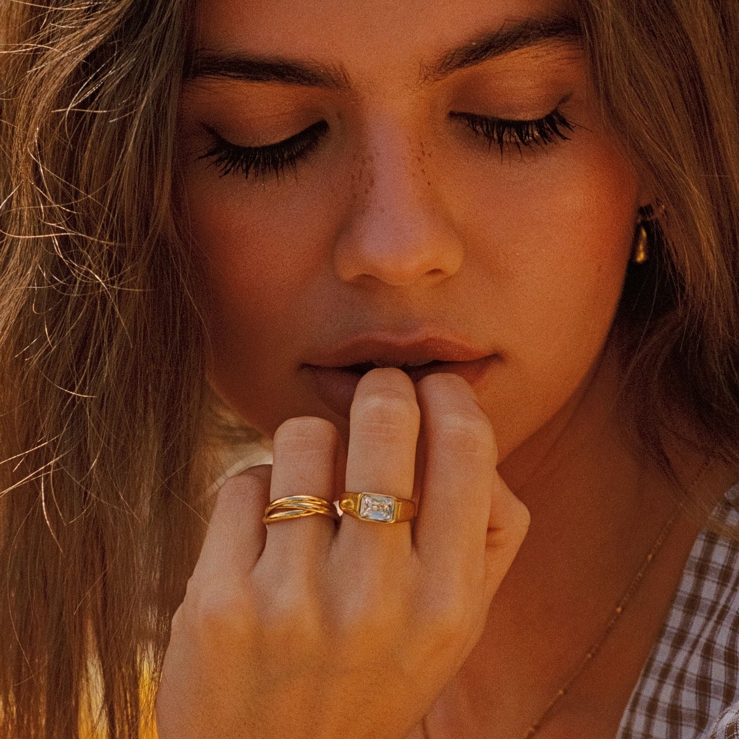 Damen Ring Gold 3 Bänder wasserfest hypoallergen