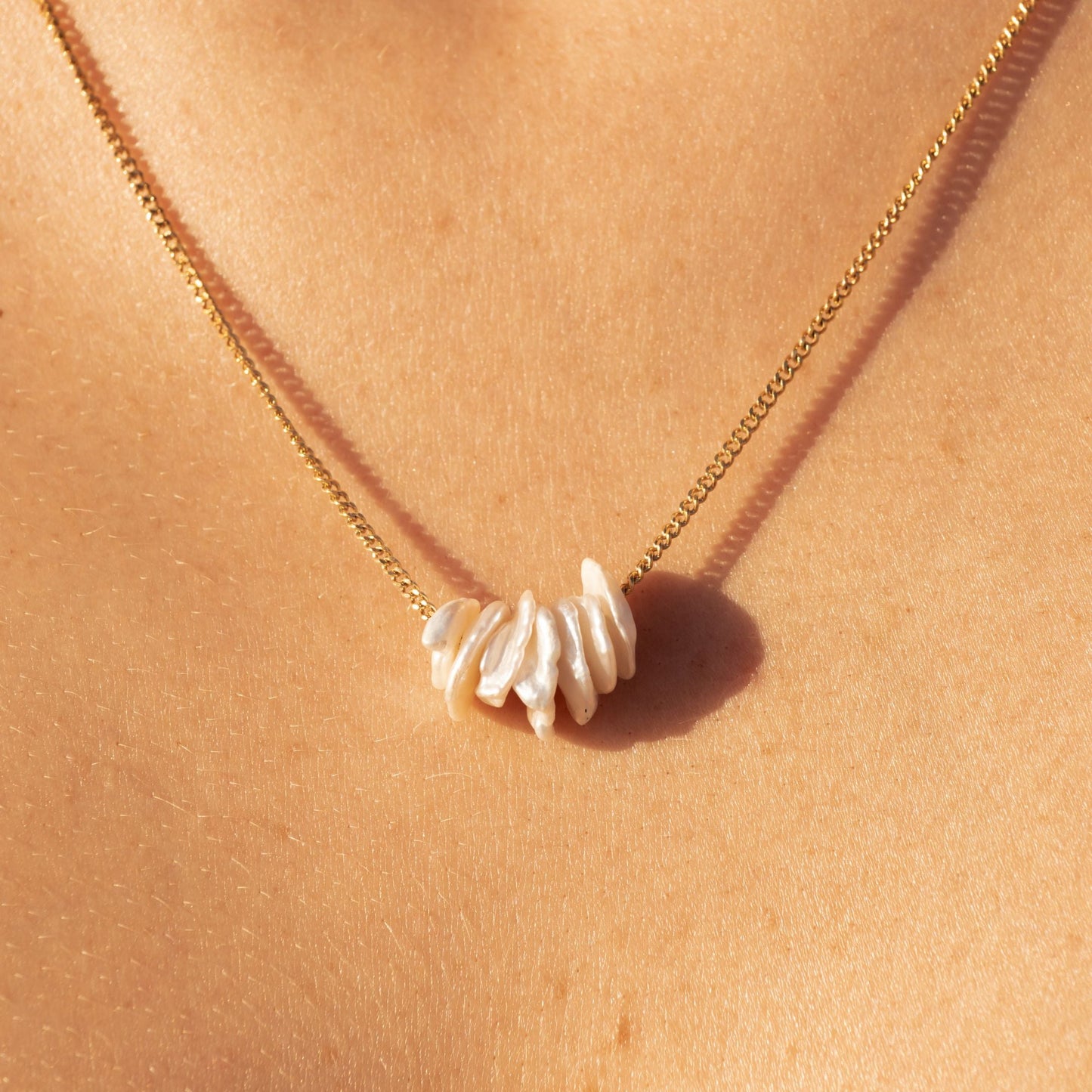 Damen Perlen Halskette Gold mit Süßwasserperlen wasserfest Edelstahl verstellbar