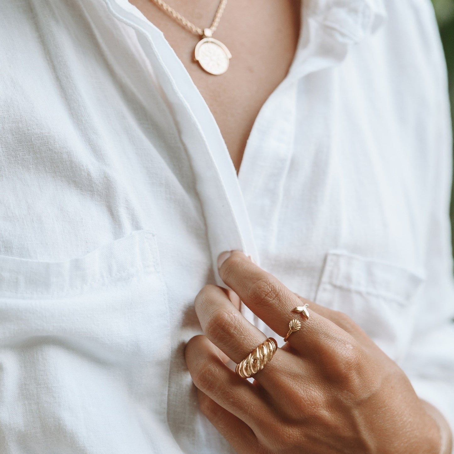 Damen Ring Gold Verstellbar Wasserdicht Hypoallergen Hawaii Style