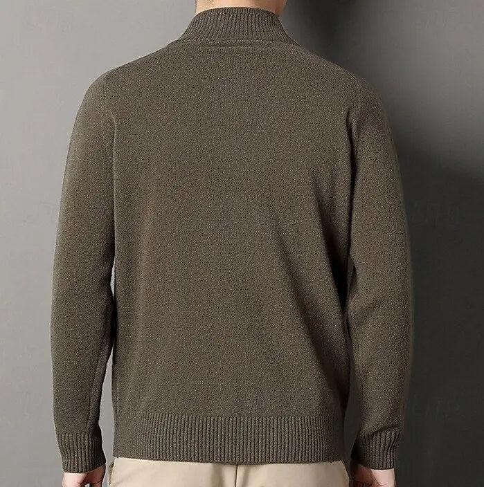 Woll Zip Rollkragenpullover aus Strick