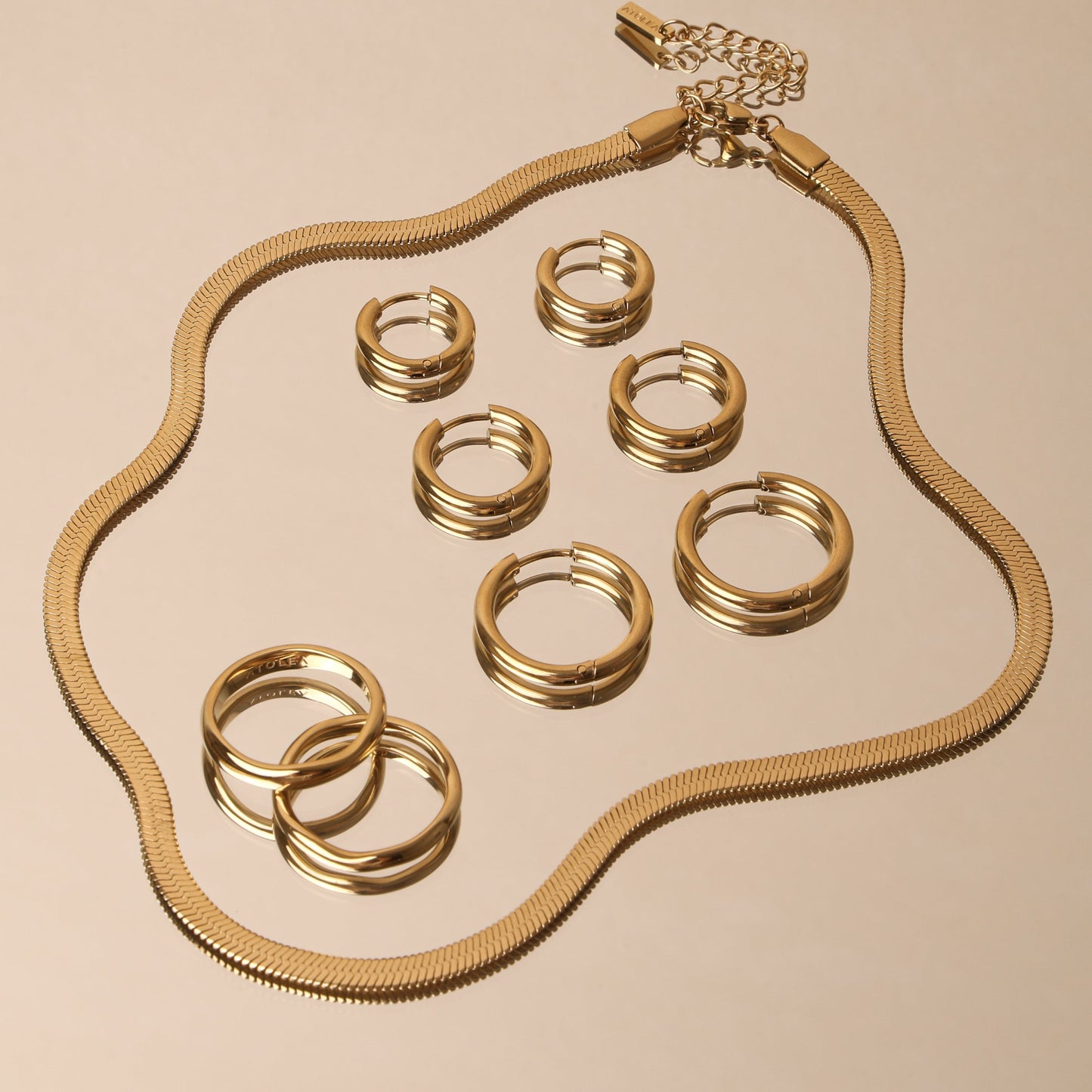 Damen Herringbone Choker Gold Halskette wasserfest Edelstahl 4 mm