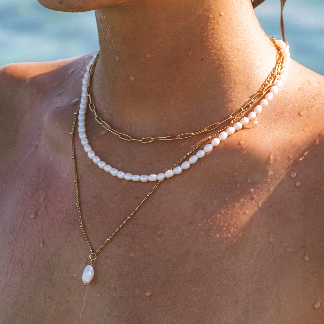 Damen Paperclip Choker Halskette Gold Gliederkette wasserdicht hypoallergen