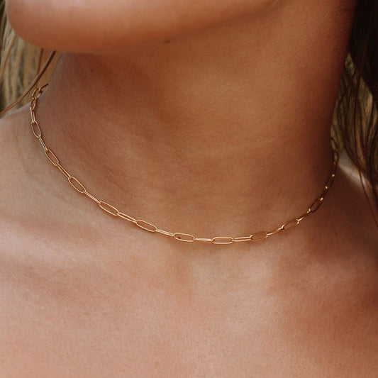 Damen Paperclip Choker Halskette Gold Gliederkette wasserdicht hypoallergen
