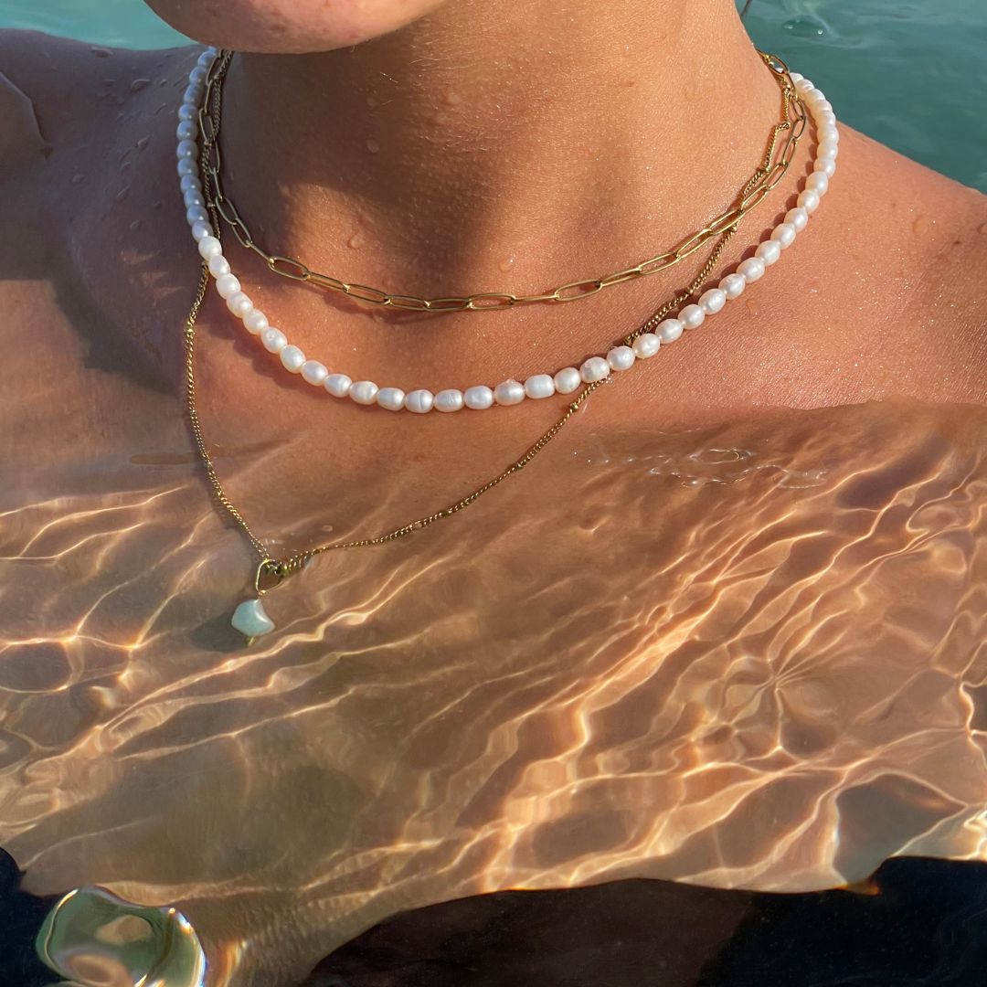 Damen Paperclip Choker Halskette Gold Gliederkette wasserdicht hypoallergen