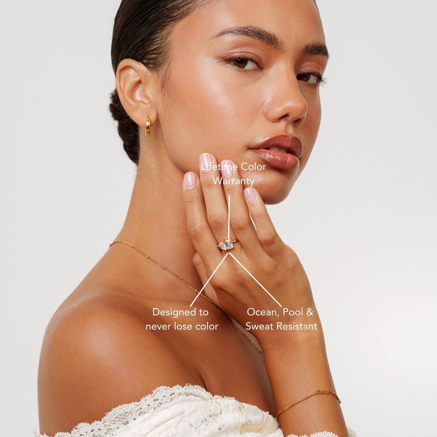 Damen personalisierter Geburtsstein Ring gold Zirkonia Edelstahl