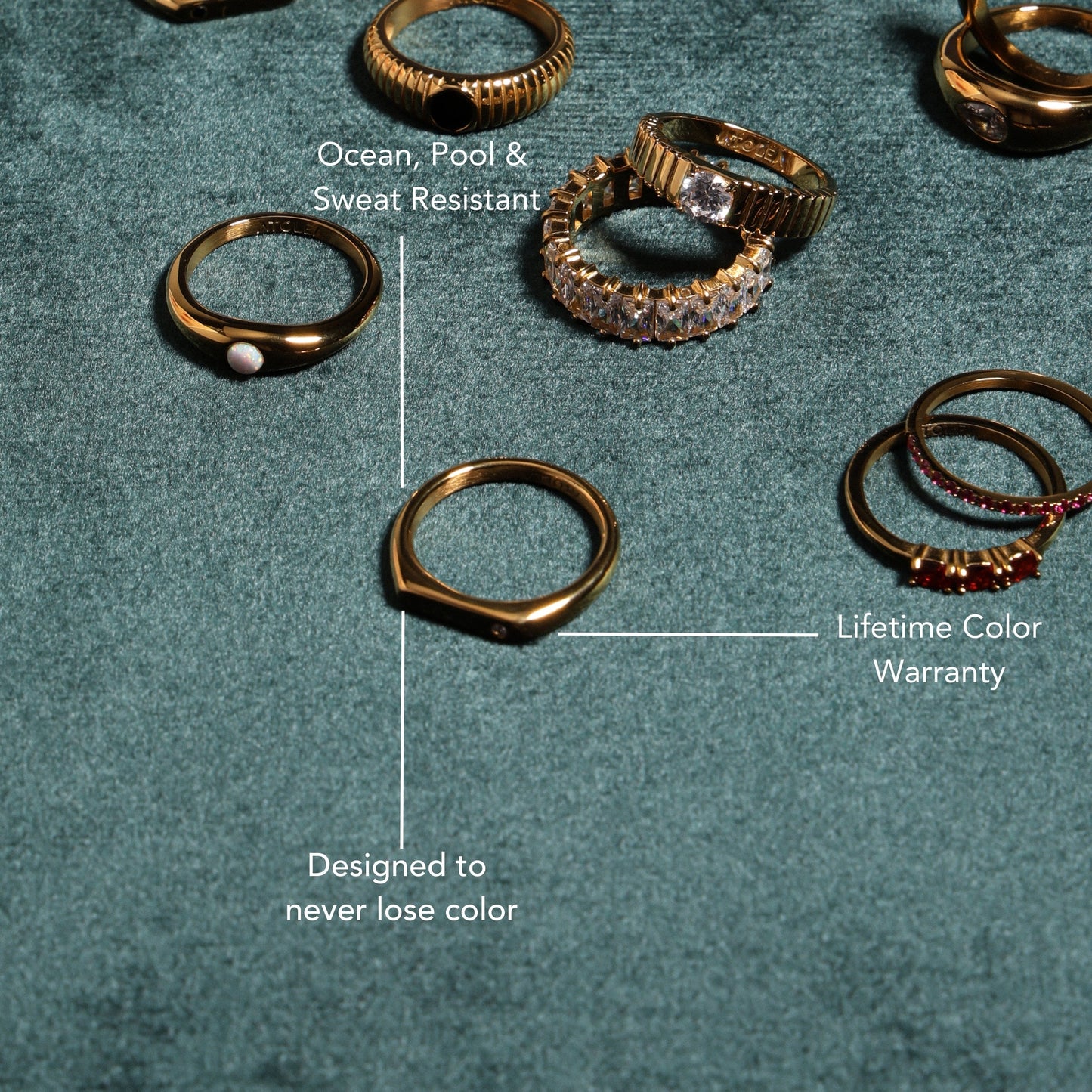Damen Ring Gold mit weißem Zirkon, wasserfest, hypoallergen