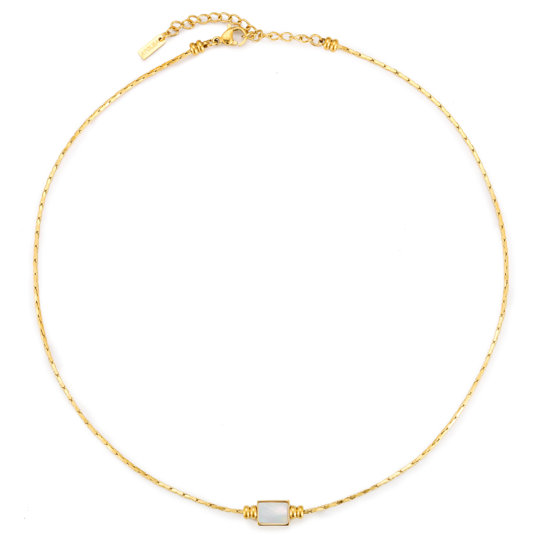 Damen Halskette Gold Perlmutt Anhänger wasserfest hypoallergen Layering Kette