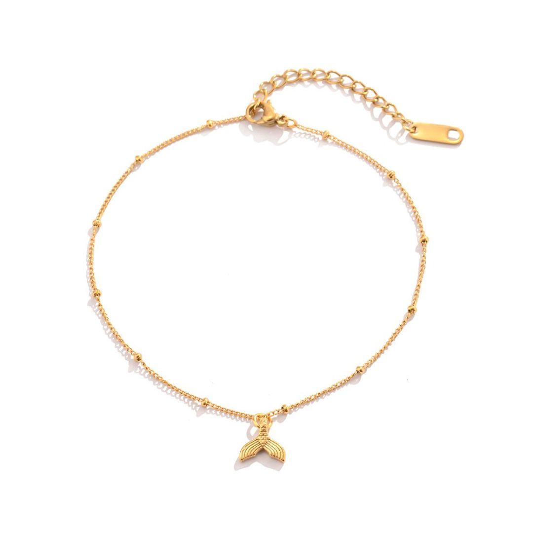 Damen Fußkette Meerjungfrau Gold wasserfest verstellbar 22 + 4 cm