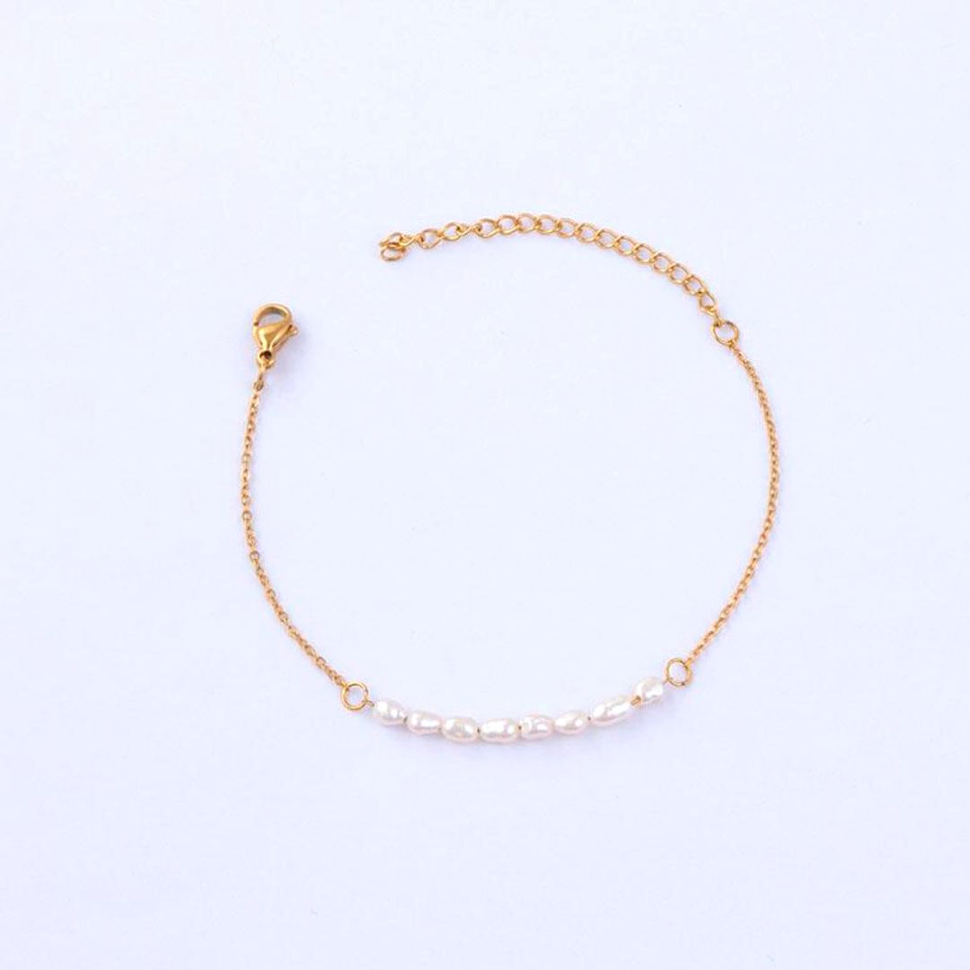 Damen Perlenarmband Süßwasserperlen gold Edelstahl wasserfest