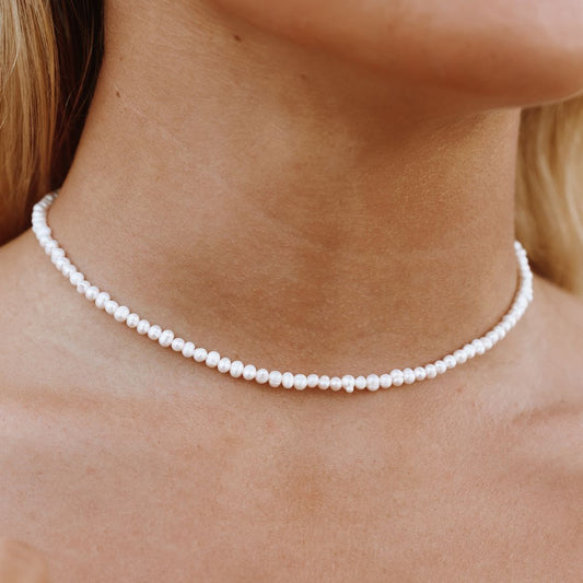 Damen Perlen Choker Halskette Gold Süßwasserperlen verstellbar wasserdicht