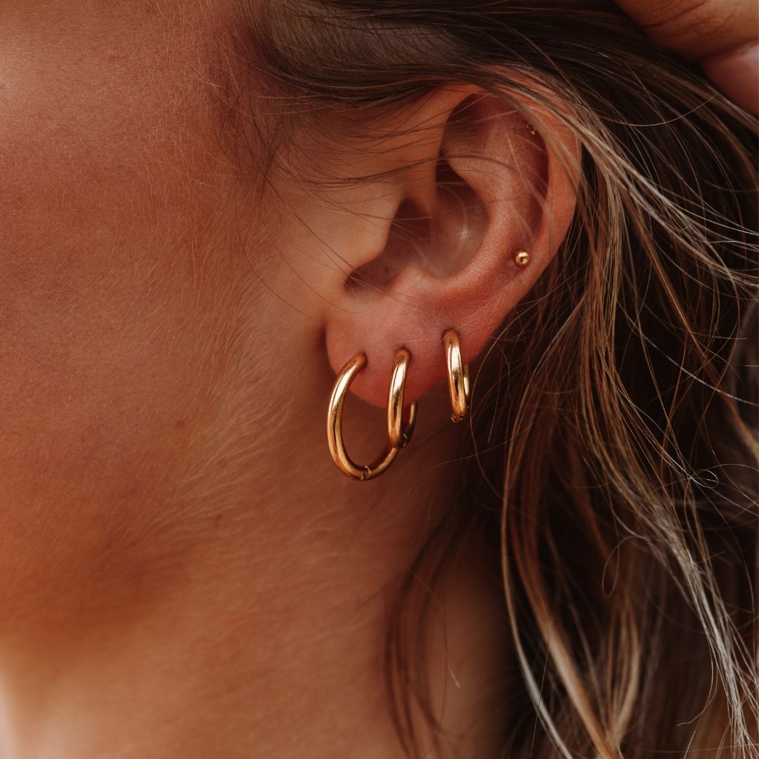 Damen Creolen gold Edelstahl 3 Größen wasserfest hypoallergen