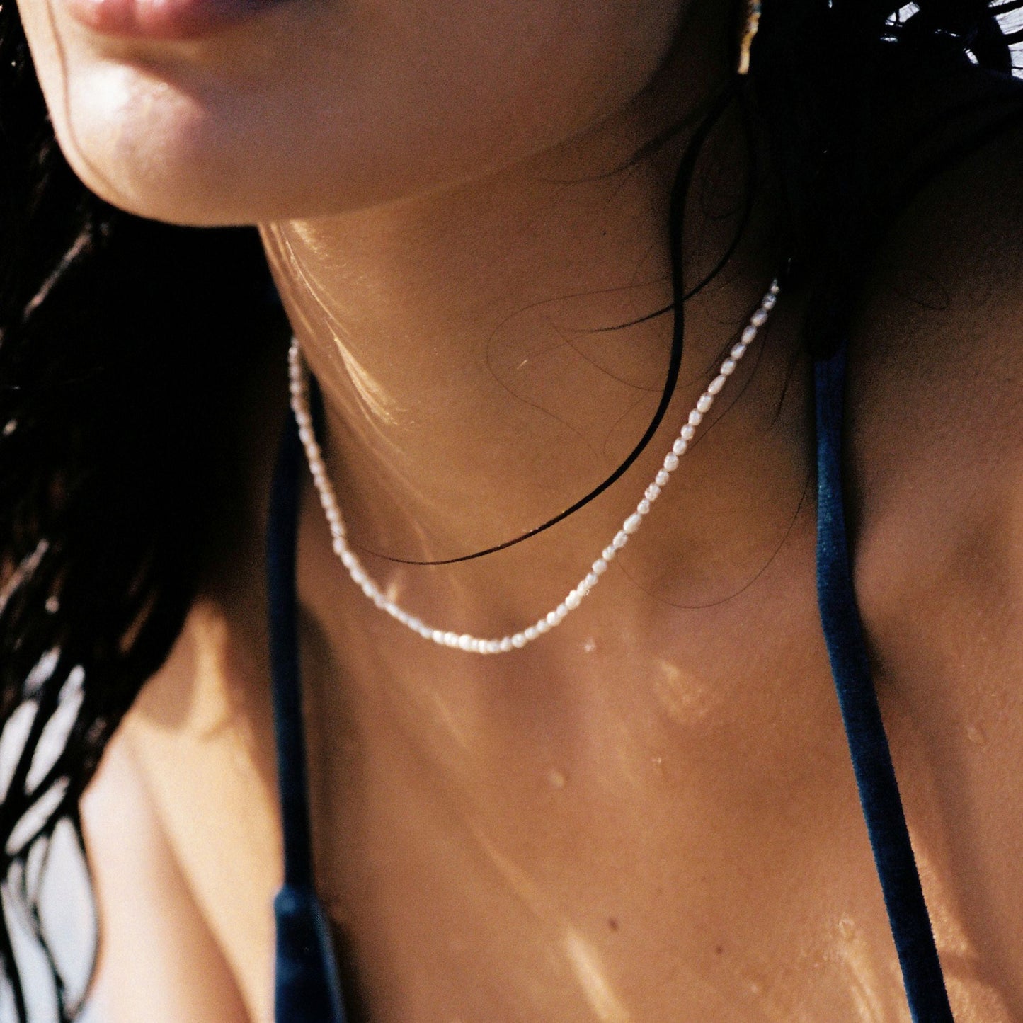 Damen Perlen Choker Halskette Gold Süßwasserperlen wasserdicht hypoallergen