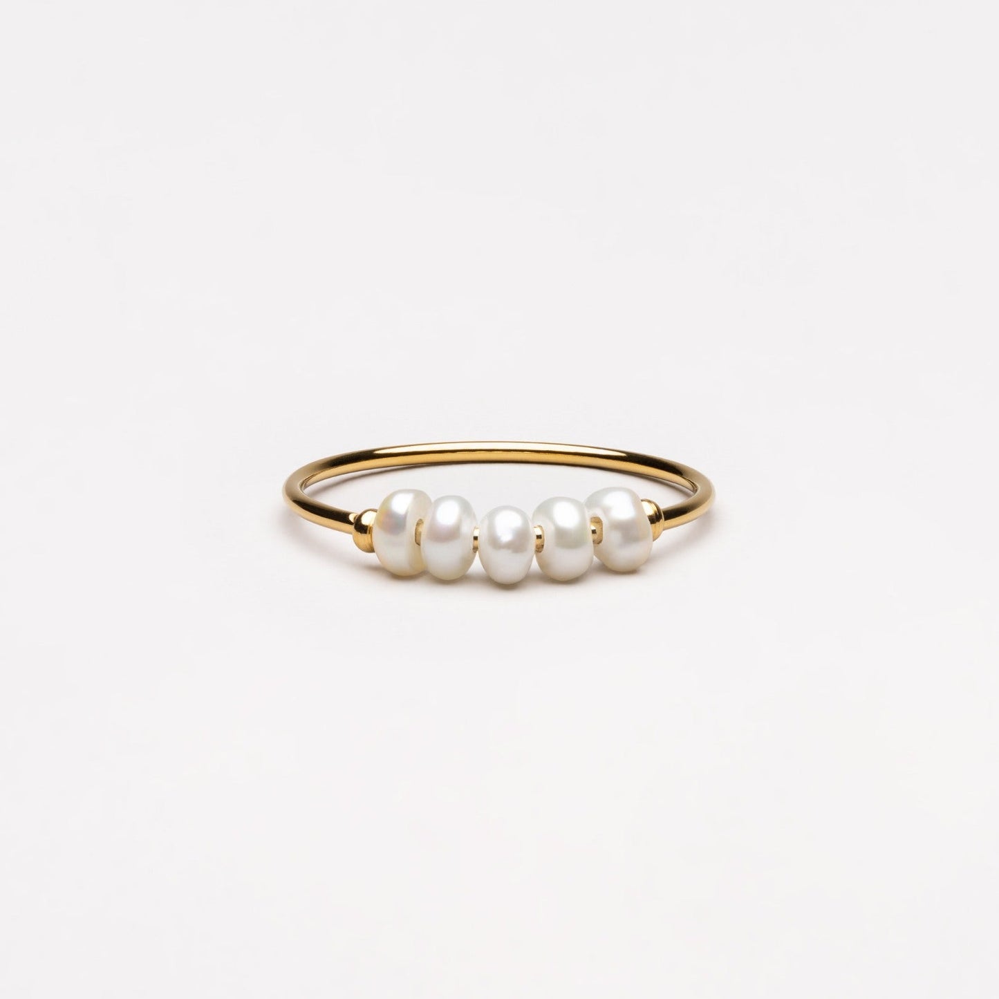 Damen Ring Gold mit Mini Süßwasserperlen, wasserfest, hypoallergen