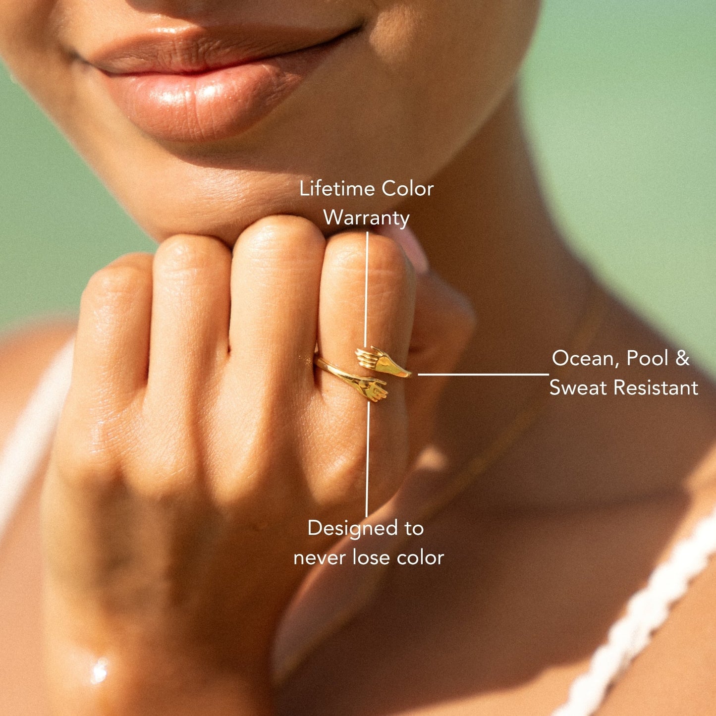 Damen Ring Gold verstellbar offenes Wrap-Design wasserfest hypoallergen