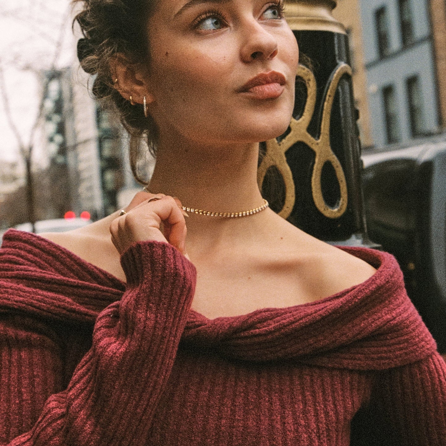 Damen Tennis Choker Gold mit Zirkon Steinen wasserfest