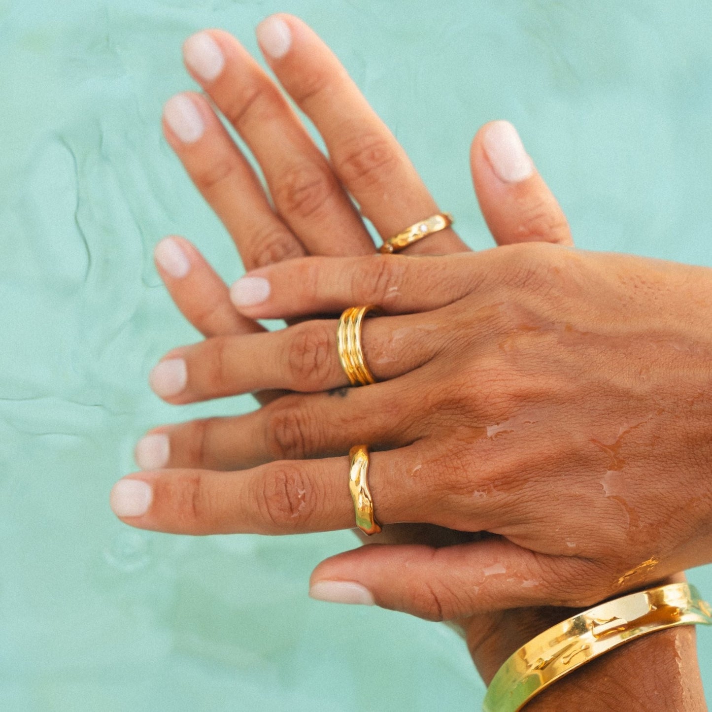Damen Ring Gold mehrreihig wasserfest hypoallergen 6 mm