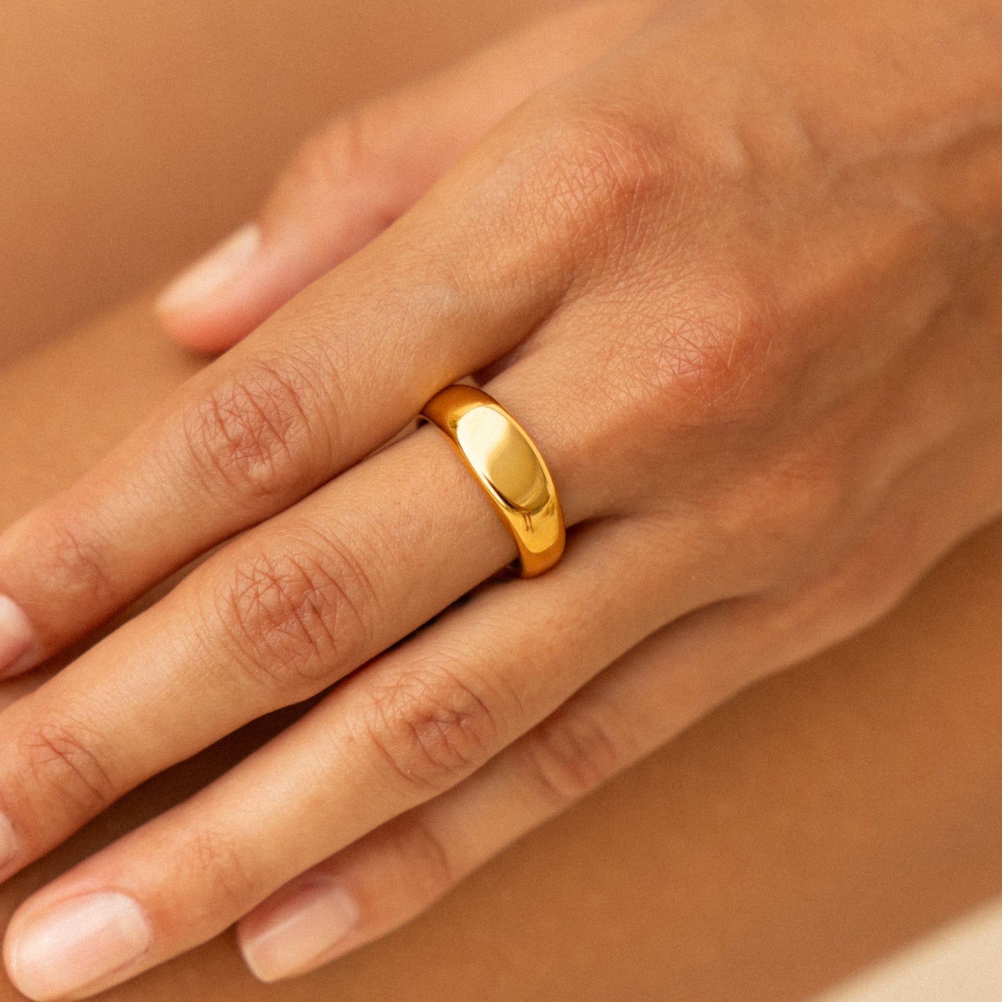 Damen Siegelring Gold schlicht wasserfest hypoallergen
