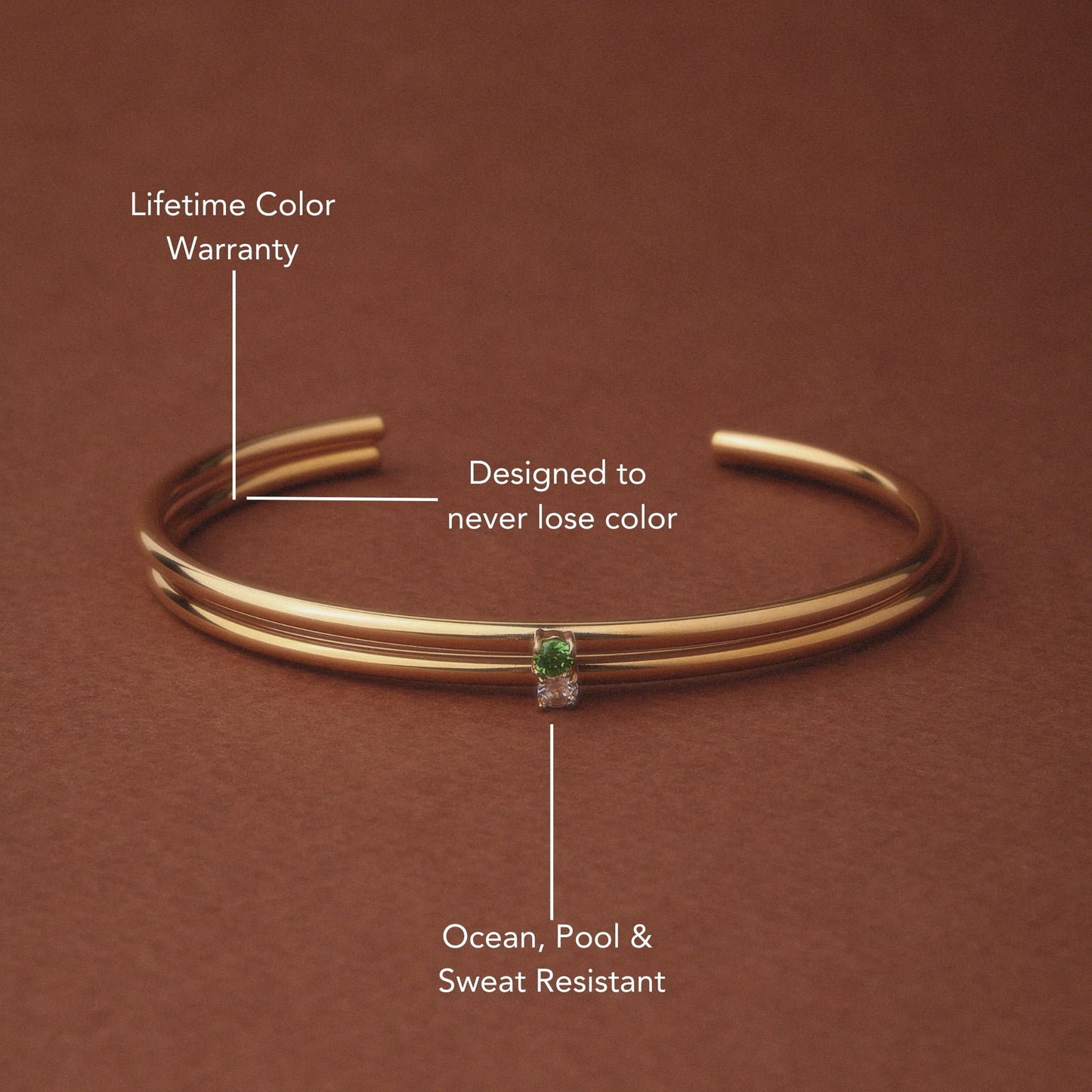 Damen Armreif Gold mit weißem Zirkon verstellbar wasserfest hypoallergen Edelstahl