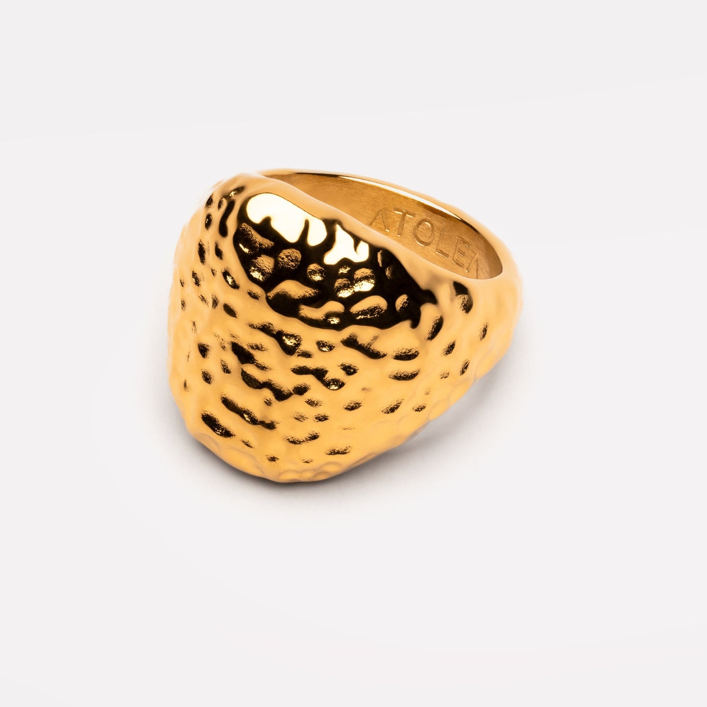 Damen Ring Gold strukturierte Oberfläche Edelstahl wasserfest hypoallergen 18k PVD beschichtet