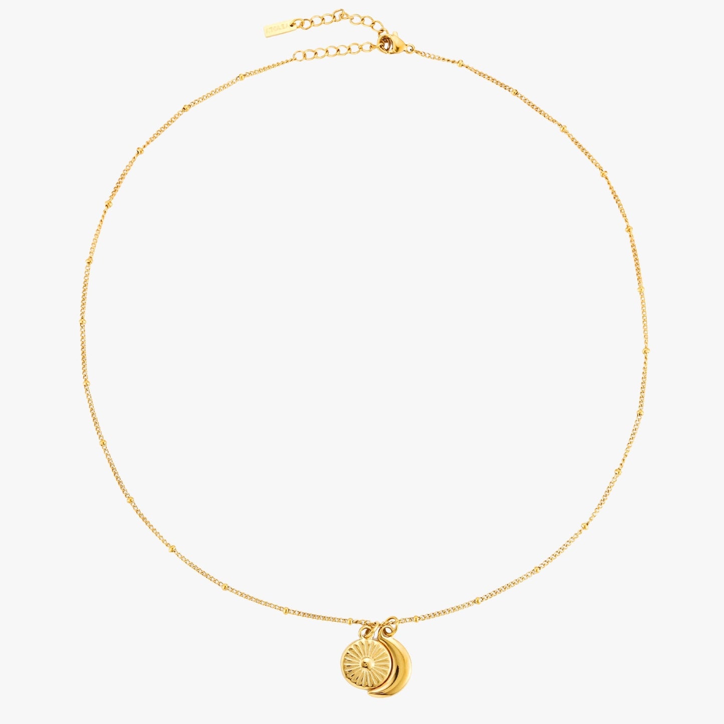Damen Sonne Mond Kette Gold mit Anhängern wasserfest Edelstahl
