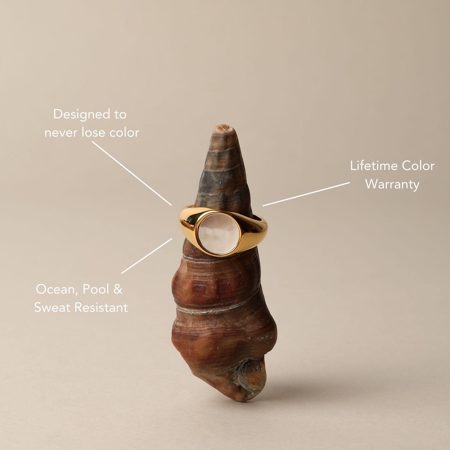 Damen Ring Gold Perlmutt wasserfest hypoallergen