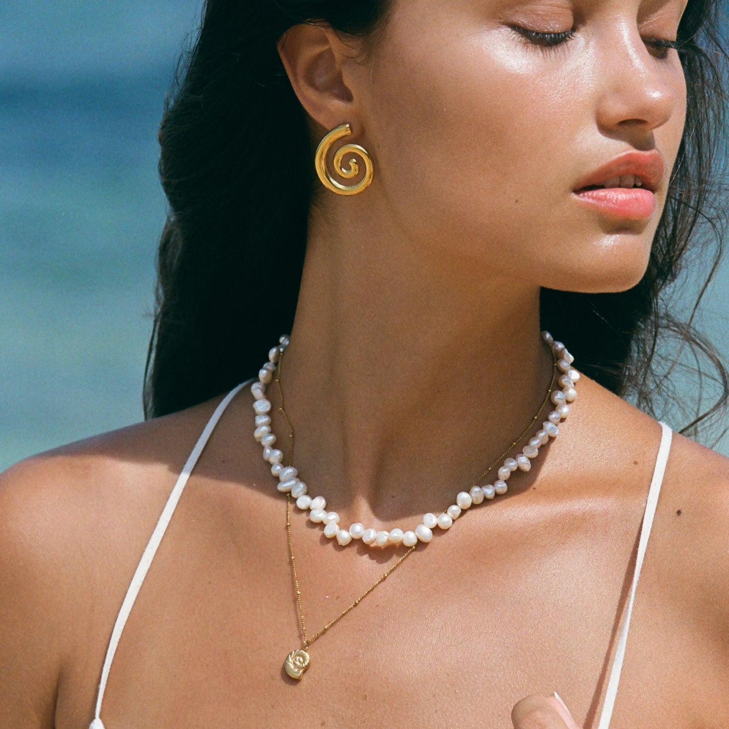 Damen Halskette Gold mit Nautilus Anhänger wasserfest Edelstahl verstellbar