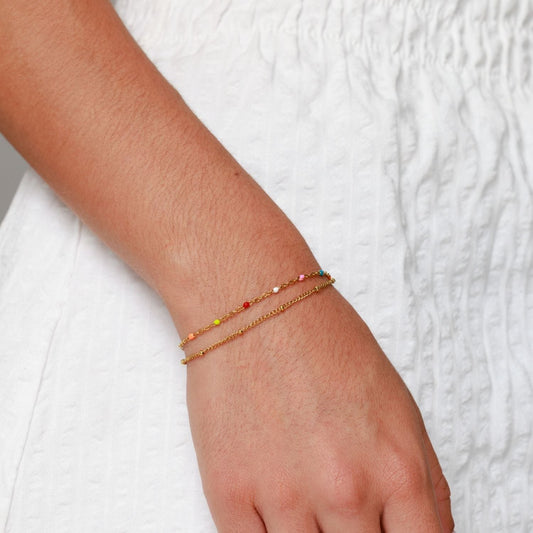 Damen Armband bunt Gold wasserfest hypoallergen Edelstahl Farbdesign