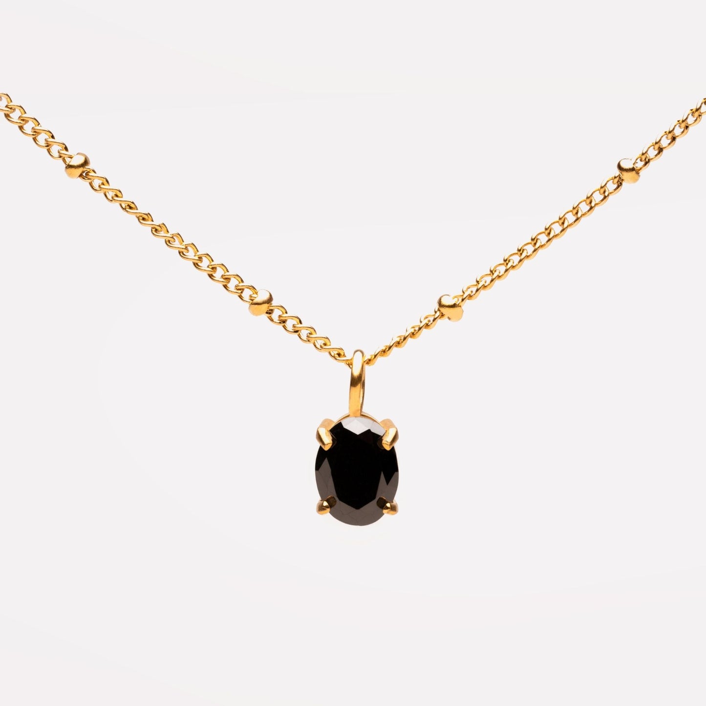 Damen Schwarze Halskette Gold mit Black CZ Anhänger wasserfest