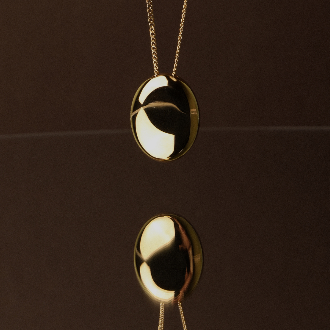 Damen Halskette Gold mit Pebble Anhänger wasserfest Edelstahl verstellbar