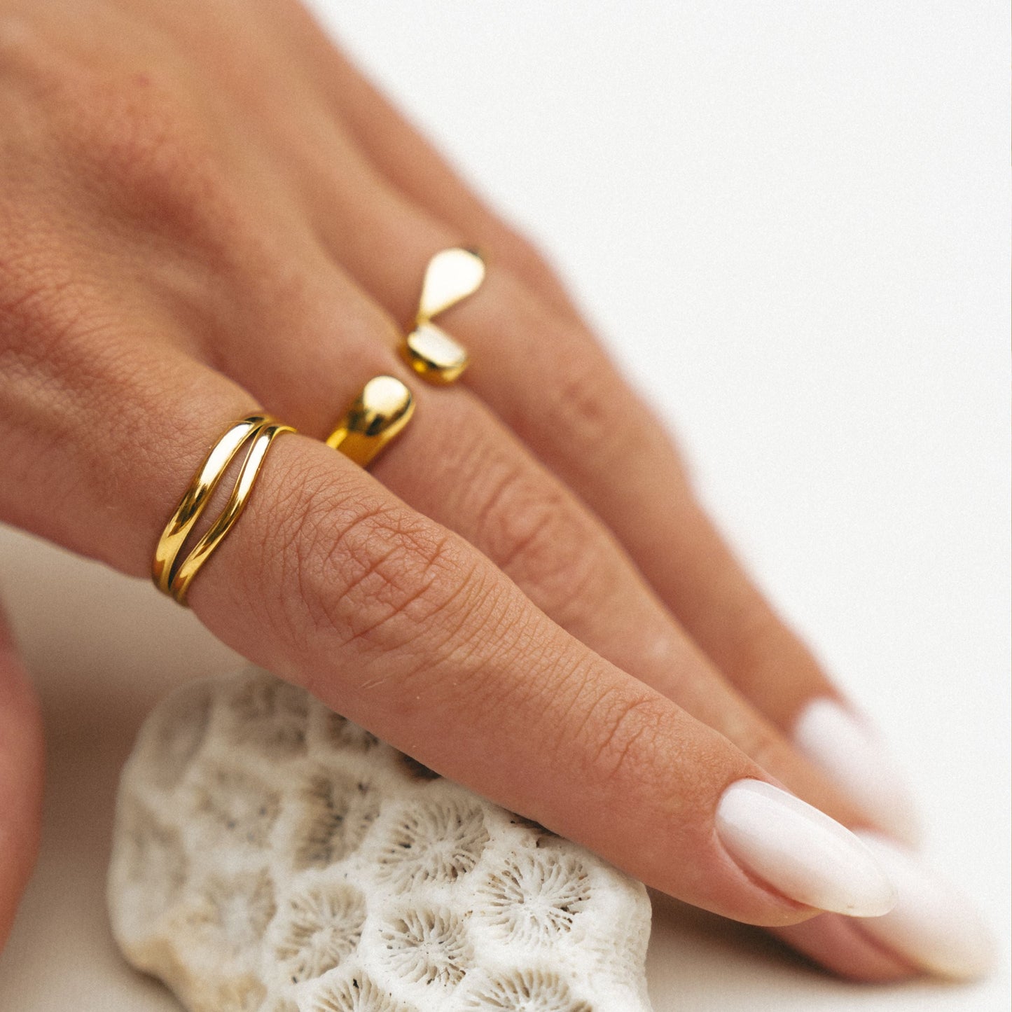 Damen Doppelring Gold wasserfest hypoallergen