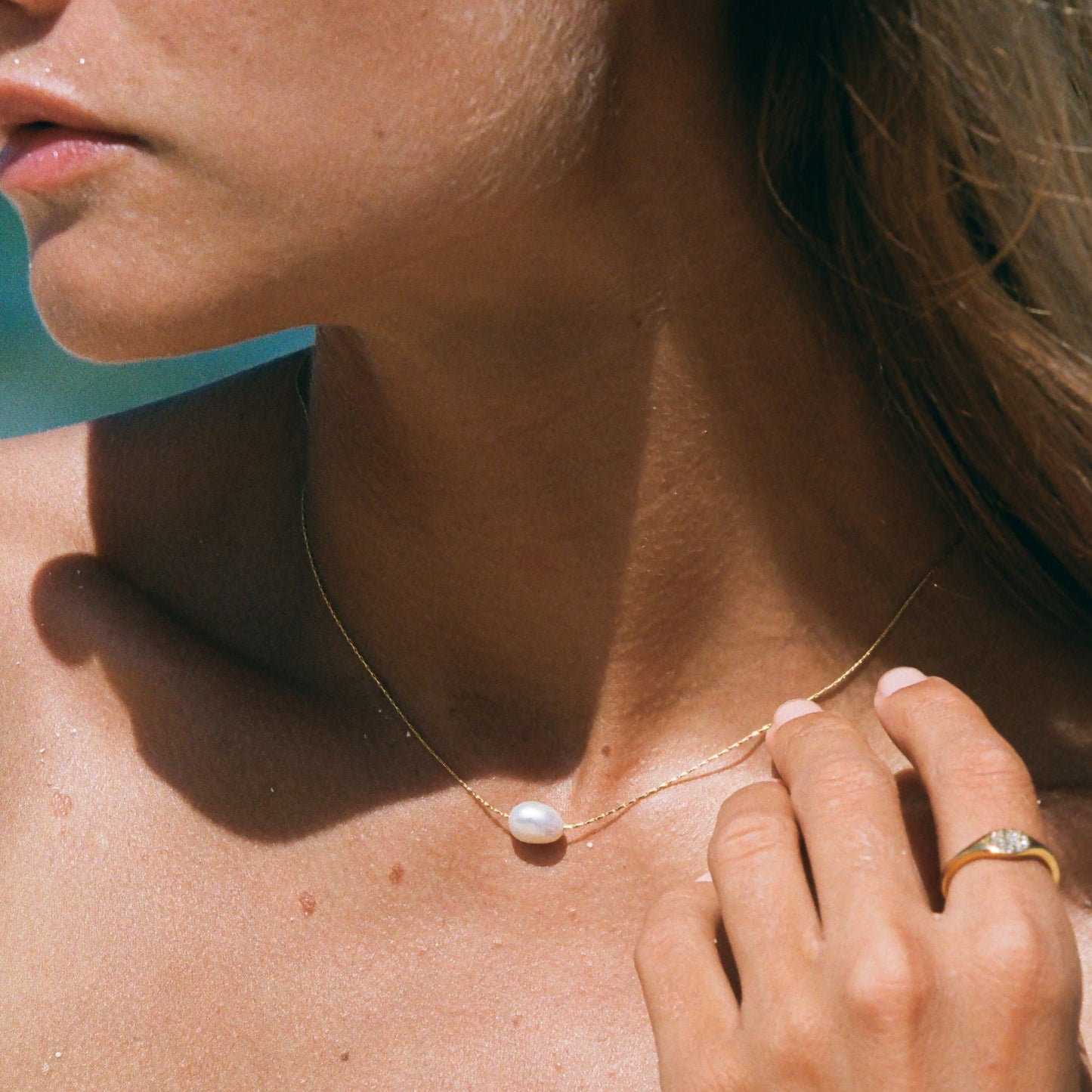 Damen Barockperlen Choker Gold Süßwasserperlen verstellbar wasserdicht